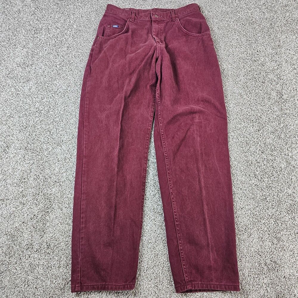 Vintage Lee Jeans Mens 30x32 Burgundy Relaxed Tapered 90s USA Made Work Casual